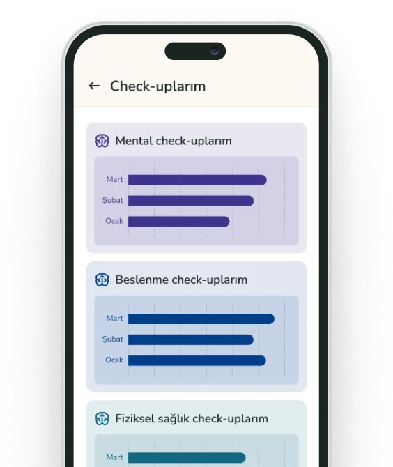 Uygulama check-uplar ekranını gösteren görsel